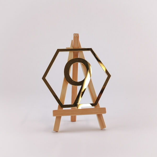 Tischnummer gold 6eckig
